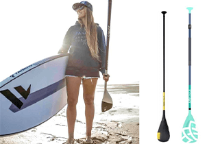 pretty stand up paddler with SUP and paddle