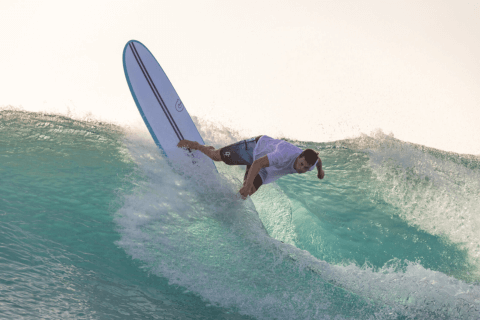 radical top turn with Torq Mini Malibu Surfboard