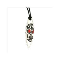 Silver+Surf necklace Surfboard XL Mexican Skull