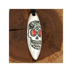 Silver+Surf necklace Surfboard XL Mexican Skull