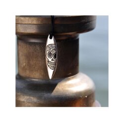Silver+Surf necklace Surfboard XL Mexican Skull