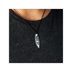 Silver+Surf necklace Surfboard XL Mexican Skull