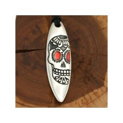 Silver+Surf necklace Surfboard XL Mexican Skull